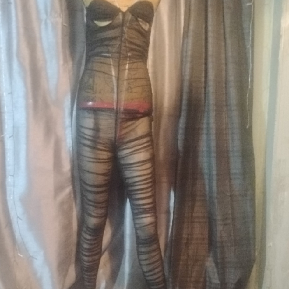 Black Sheer Striped Bodysuit